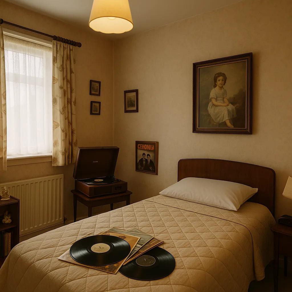 Susan’s old bedroom, still decorated with records and quiet memories of her youth