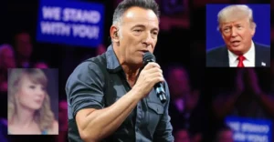 Bruce Springsteen speaking, with Trump and Taylor Swift, plus protest scene